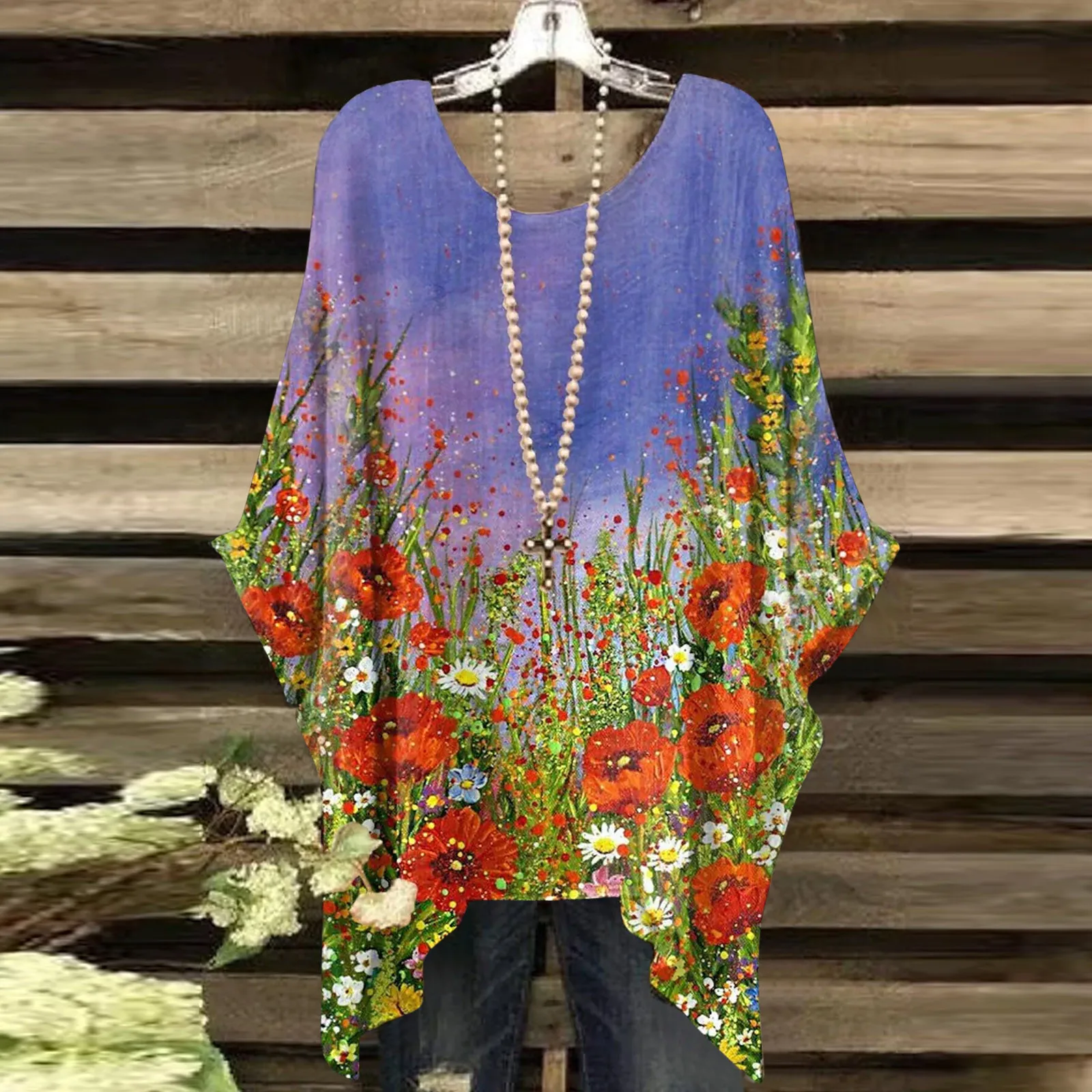 

Блузка Женская Повседневная с длинным рукавом и цветочным принтом