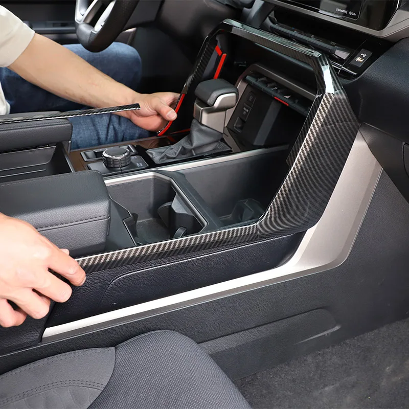 

Для Toyota Tundra Sequoia ABS углеродное волокно/красный/матовый черный Автомобильный Центральный экран Рамка отделка наклейка модификация автомобил...