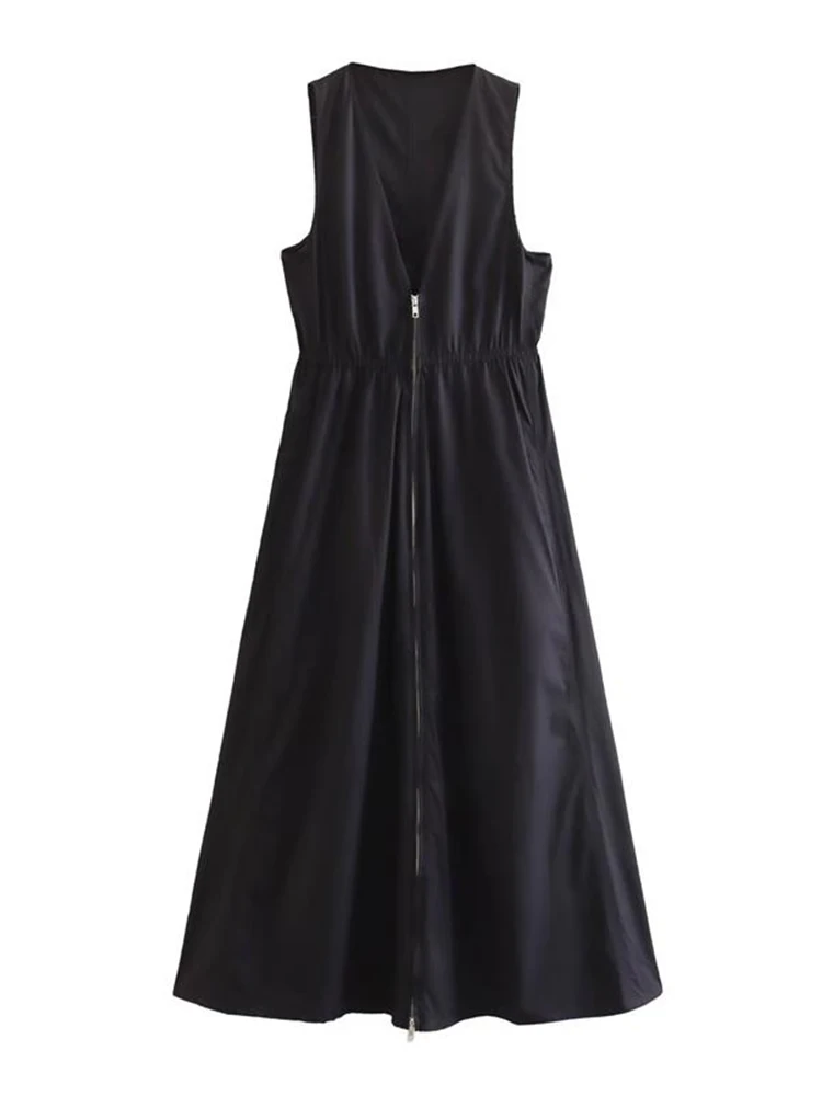 

Женское платье-кардиган на молнии, длинное платье средней длины без рукавов, модель Y2k на лето, 2023