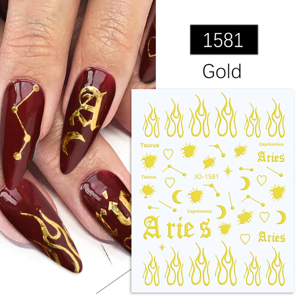 

Golden Fire Nailart Stick On Nails Adhesive Sliders Nail Stickers Patch Leaves Winter Sticker Decorations Autumn Nails Products