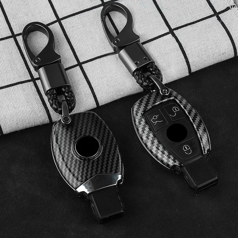

Car carbon fiber key case protective cover is suitable for Mercedes-Benz A B R G class GLK GLA w204 W251 W463 W176
