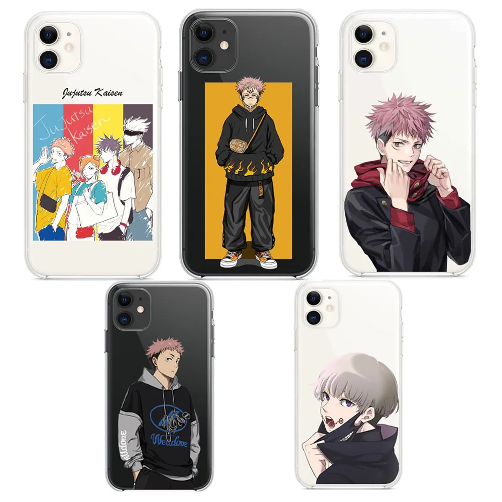 

Anime Jujutsu Kaisen Yuji Itadori Satoru Gojo Phone Case for IPhone 12 13 11 Pro XR X XS Max Mini 7 8 Plus SE2 Soft Couple Cover