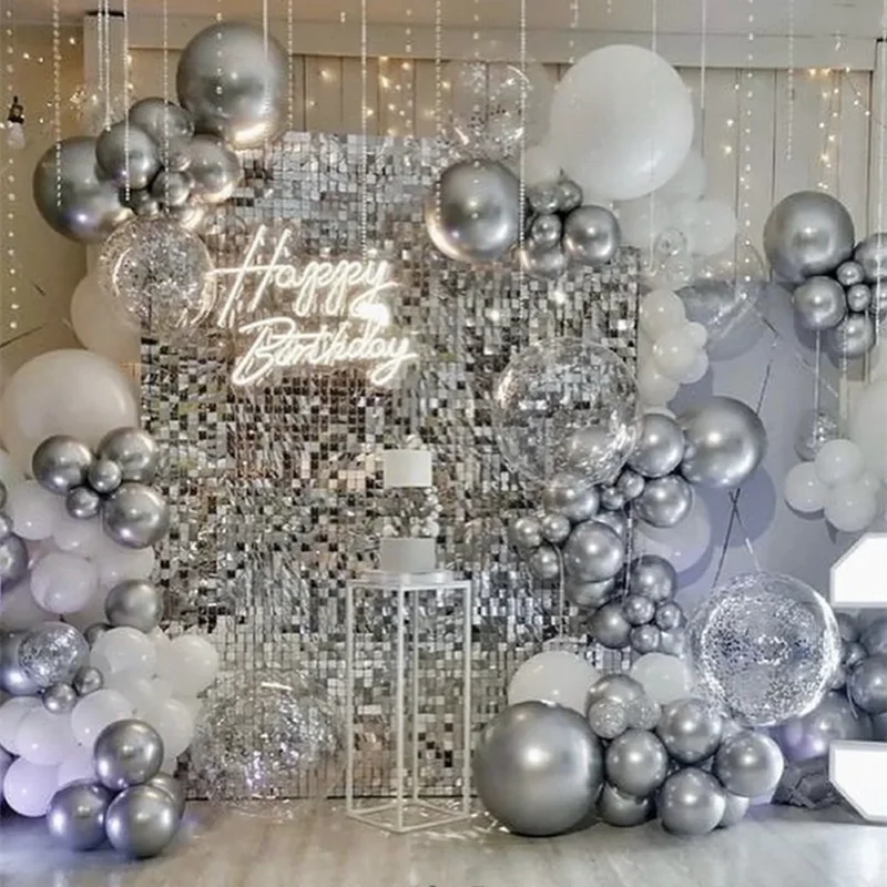 

Silver Glitter Wind Panel Durable Sequin Plastic Background Wall Christmas Wedding Festive Party Wall Decoration
