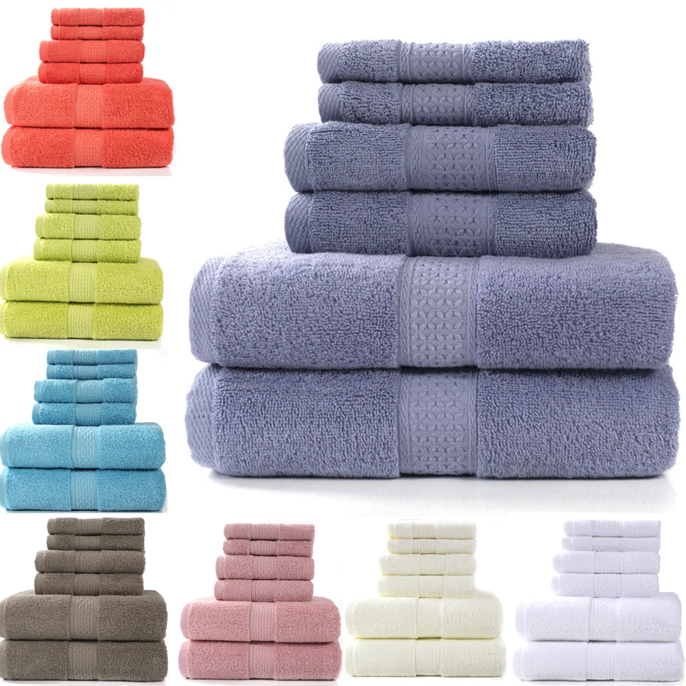 Set Absorbent Adult Bath Towels Solid Color Soft Face Hand Shower Towel For Bathroom Towel Set