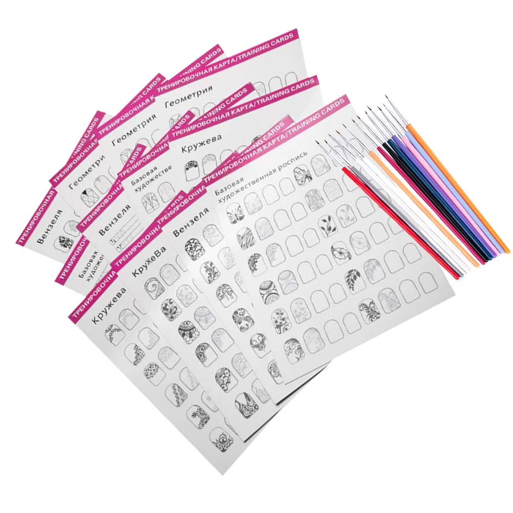 

Manicure Exercise Book Nail Supplies Kit Practice Painting Template Set Tool Wooden Liner Pen Templates