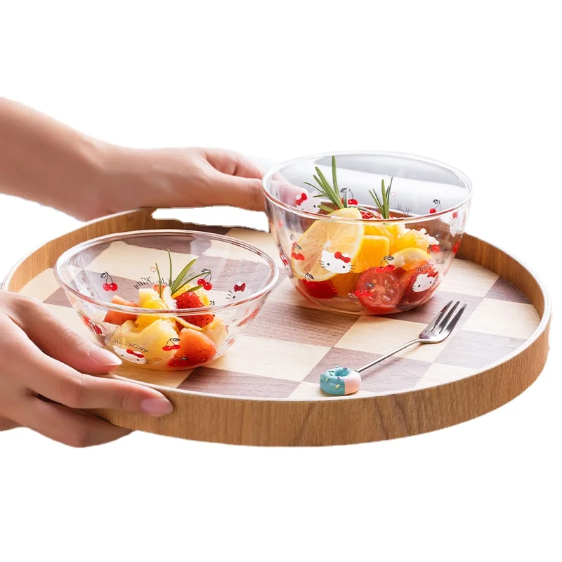 

Аниме периферическая посуда Hello Kitty стеклянная миска мультяшная тарелка Бытовая Посуда фруктовая Салатница большой размер десертная чаша