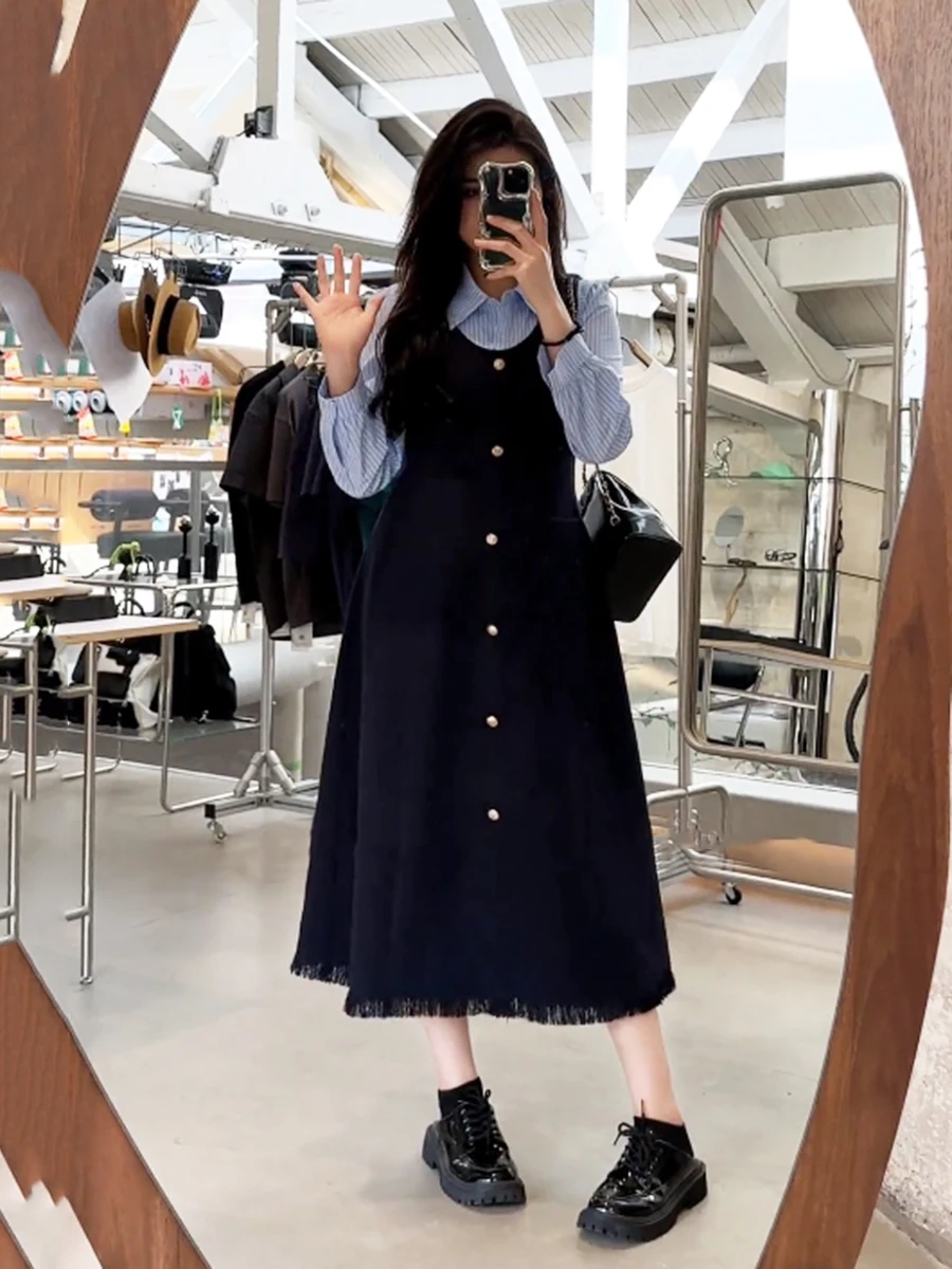 Женская одежда больших размеров модные лоскутные рубашки из двух предметов