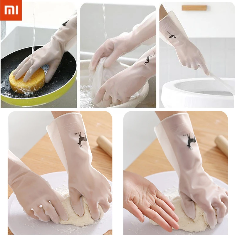 

XiaoMi Dishwashing Gloves Rubber Durable Waterproof Plastic Laundry Kitchen Neat Housework Protection Cleaning Hand Protection