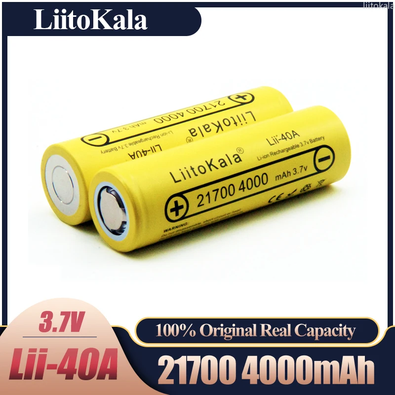 

LiitoKala 21700 4000mah Lii-40A Rechargeable Lithium Battery 40A 3.7V 10C Discharge High Power Batteries High Drain Batteries