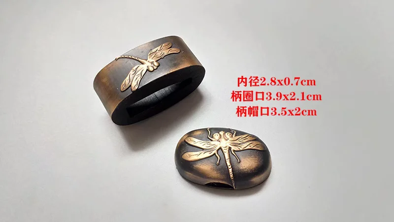 Фото Полный винтажный медный латунный набор аксессуаров Tsuka Dragonfly Tsuba Fushi Kashira Menuki для японского самурая Катана Меч №3
