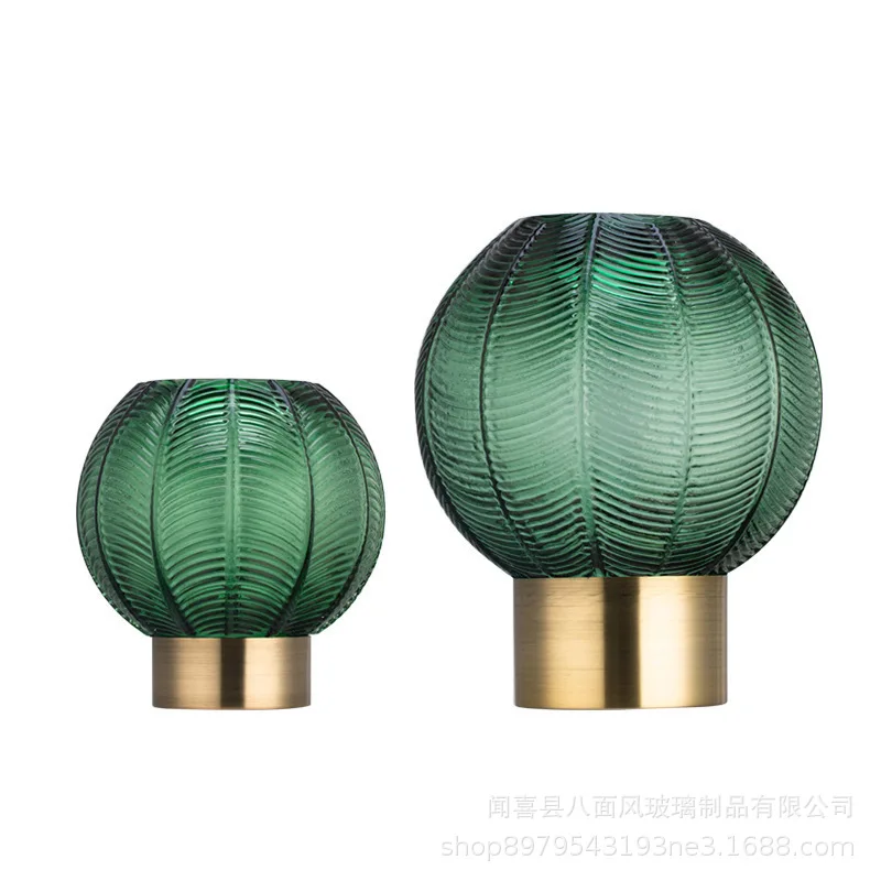 Скандинавская стеклянная ваза для домашнего декора с металлическим основанием