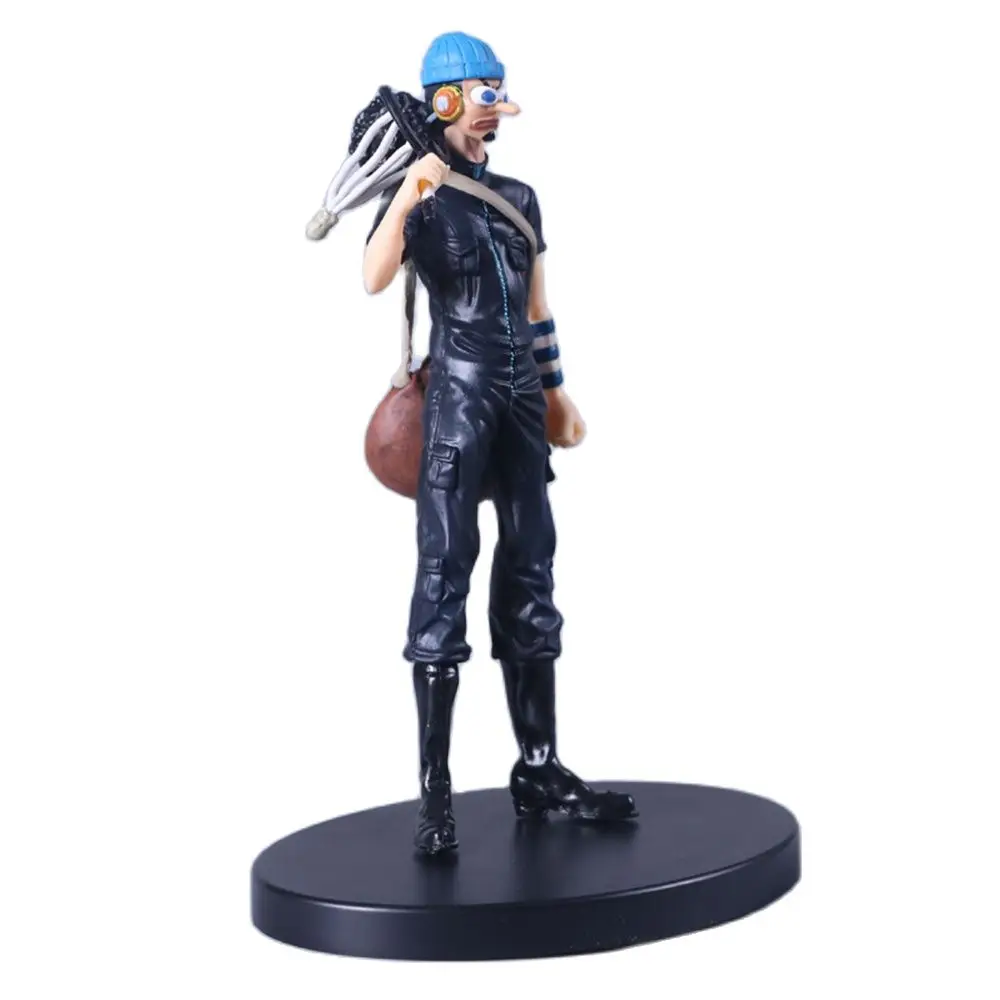 Фото Аниме One Piece Usopp Черный костюм Ver. Фигурка из ПВХ, игровая статуя, Коллекционная модель, детские игрушки, куклы, подарки 17 см №1