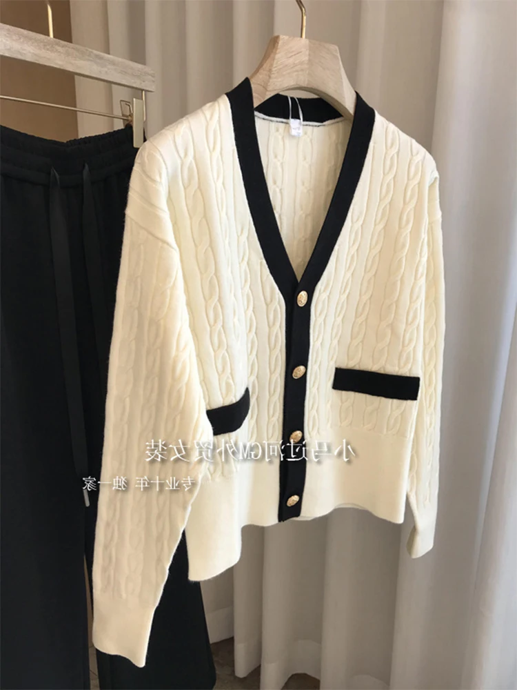 

Женский трикотажный кардиган с V-образным вырезом, длинным рукавом