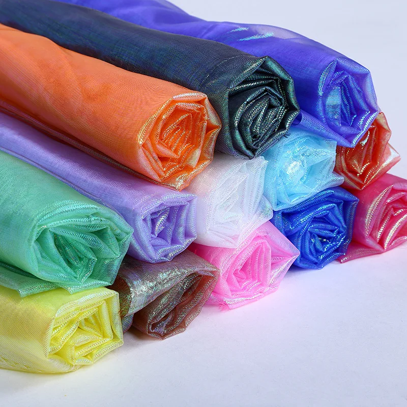 Высококачественный лазерный материал из стекла и Марли цветная органза фон для