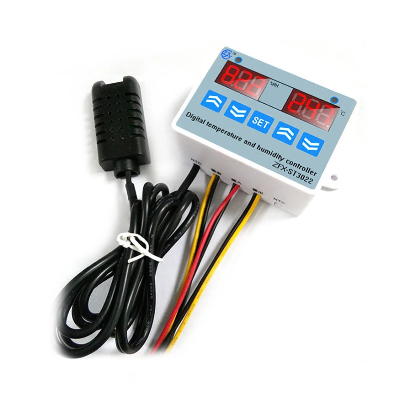 

ZFX-ST3022 Temperature Humidity Controller Digital Display Thermostat Humidistat Controller 12V 24V 220V for Freezer Incubation