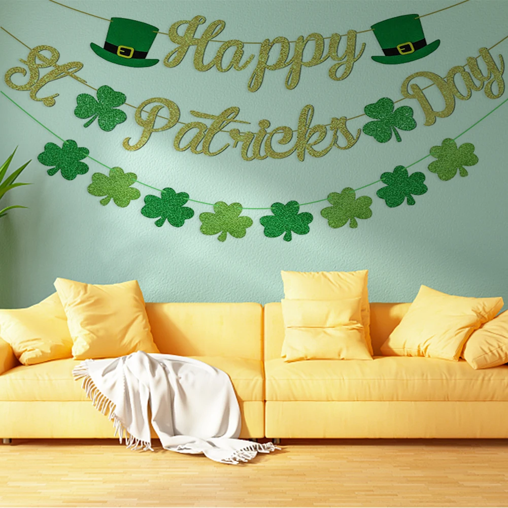 

Decoration Banner 3 String Banners Decoration Happy Saint Patrick\\'s Day Irish Lucky Day Paper Reusable Brand New