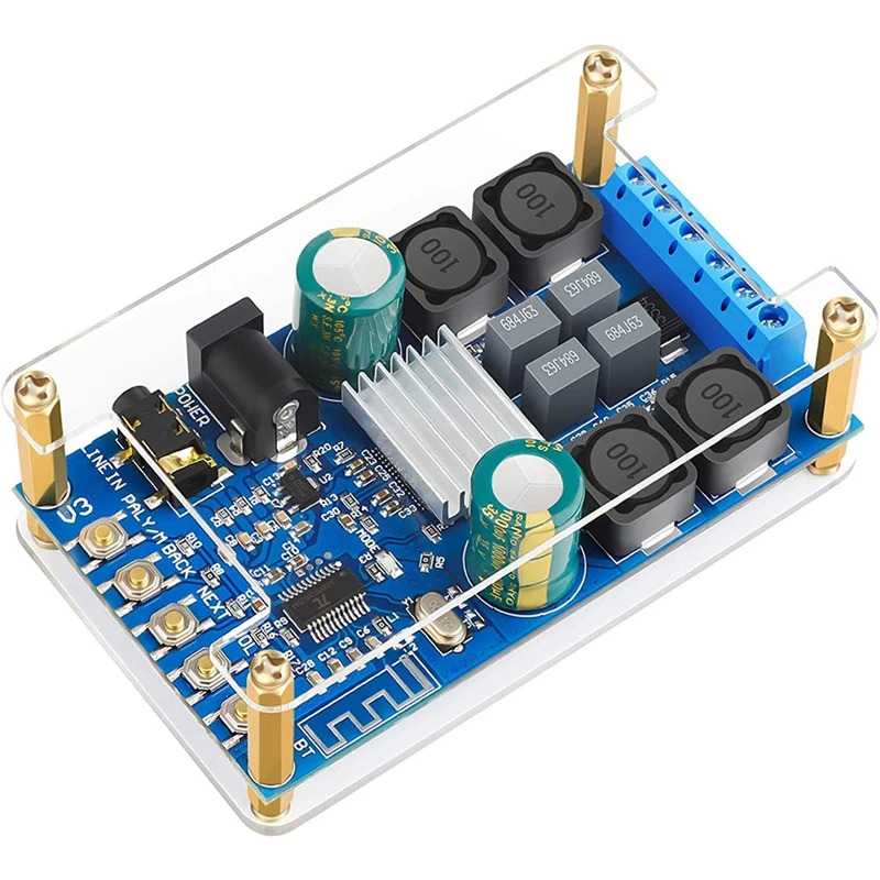 

BlueTooth Amplifier Board,Digital Amplifier Audio Amp Board 2 Channel 50W+50W BlueTooth Speaker Board with Case