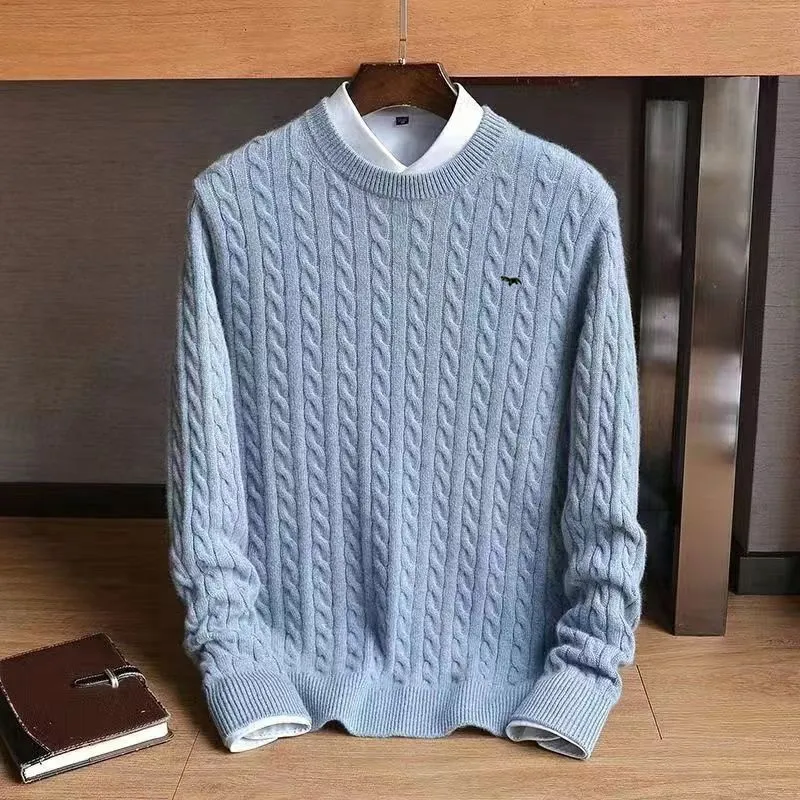 Свитер мужской из 100% хлопка с круглым вырезом повседневная Облегающая рубашка