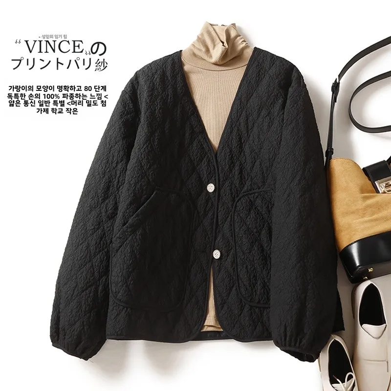 Одежда с хлопковой подкладкой в виде ромба. Женская одежда. Короткая зимняя новая