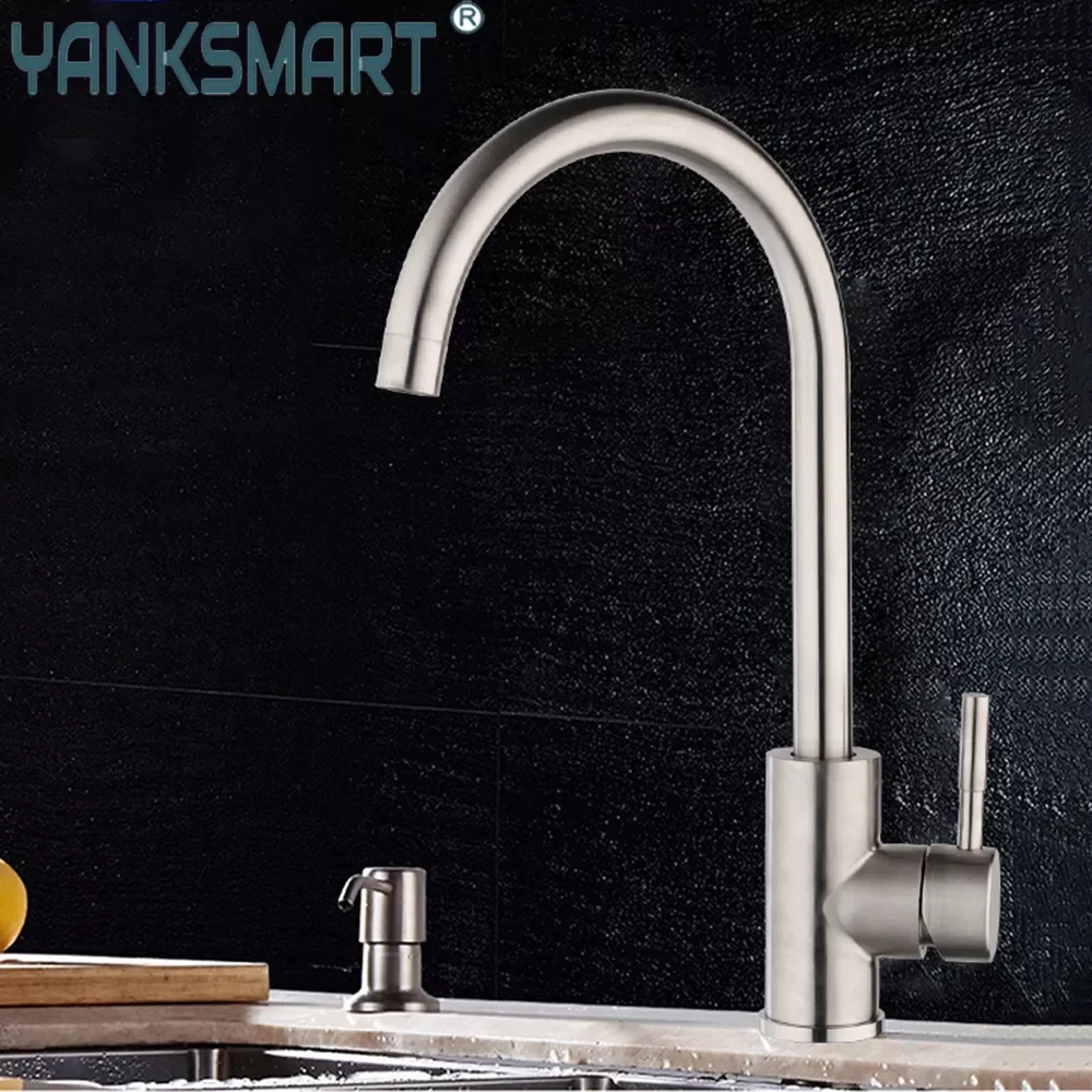 

Nickle Brushed Kitchen Sink Faucet Swivel 360 Mixer Kitchen Basin Faucets Tap & Soap Dispenser Deck Mounted Water Tap