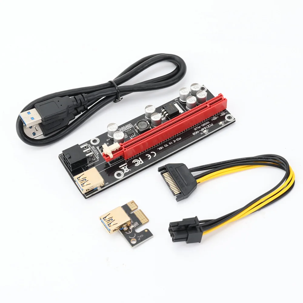

Райзер-карта VER009S PCI-E, кабель 60 см, PCIE 1X до 16X, удлинитель SATA, 4 контакта, для видеокарты