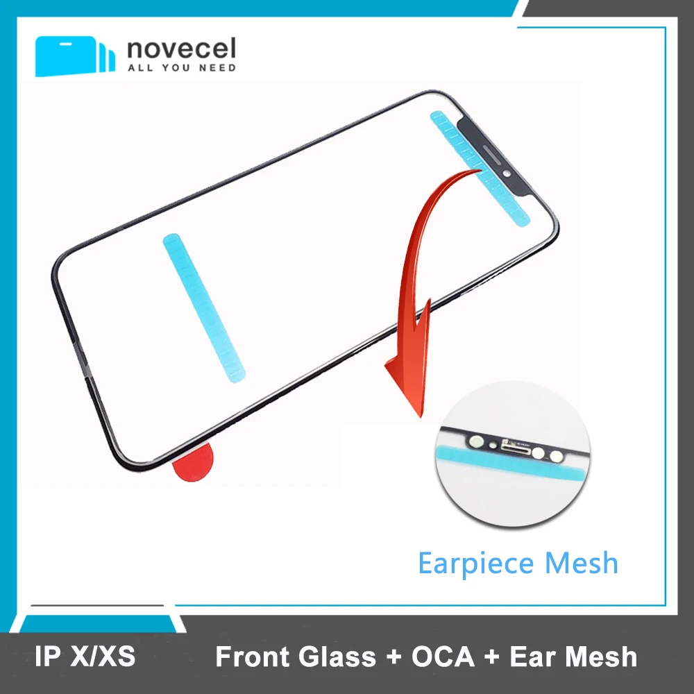 

5 шт. оптовая продажа 1:1 внешнее стекло для переднего экрана OCA клей с сеткой для наушников ЖК Внешний объектив для iPhone X XS Замена