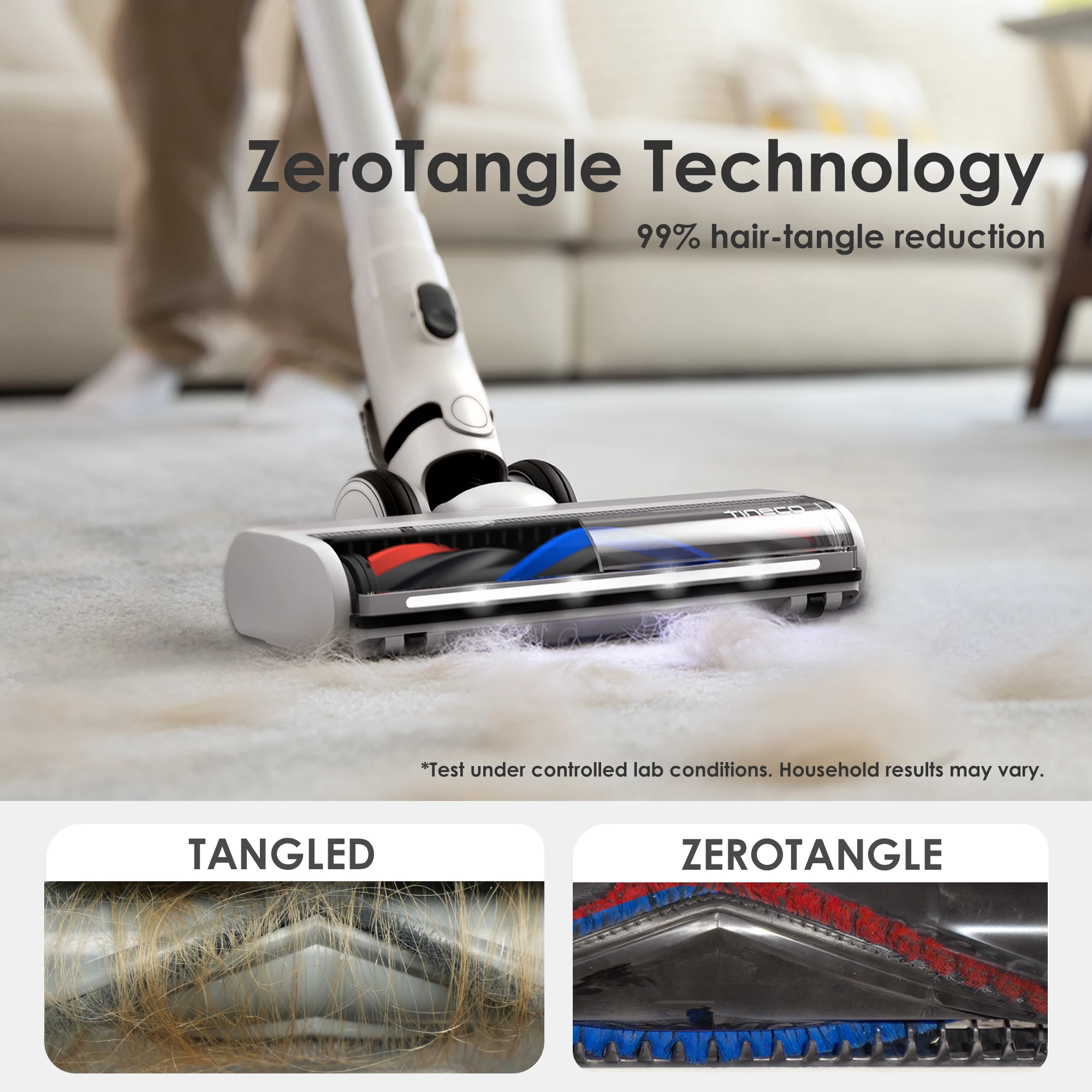Tineco Pure ONE S15 Ess Smart Cordless Vacuum Cleaner Stick Vacuum Brush Deep Clean Hard Floor Carpets Pet Hair Clean LED Light