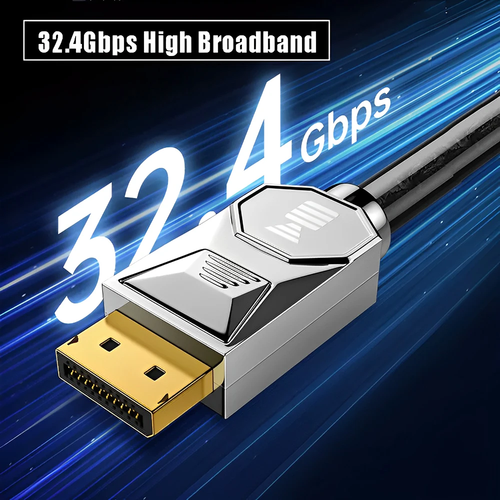 Фото Посеребренный кабель DP1.4 типа C(Thunderbolt3) для Displayport1.4 кабель «штырь-штырь» USB C к DP1.4 кабель 8K60Hz 4K240Hz 2K240Hz №5