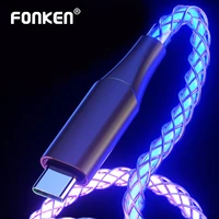 led flow luminous light type c micro usb cable 5a fast charging mobile phone wire usb c data cord charge for poco f4 gt global