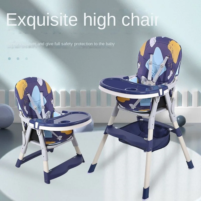 0-6Years Baby Dining Chair Multifunctional Kid Portable Foldable Dining Chair Height-adjust with Storage Bag Baby Food Table