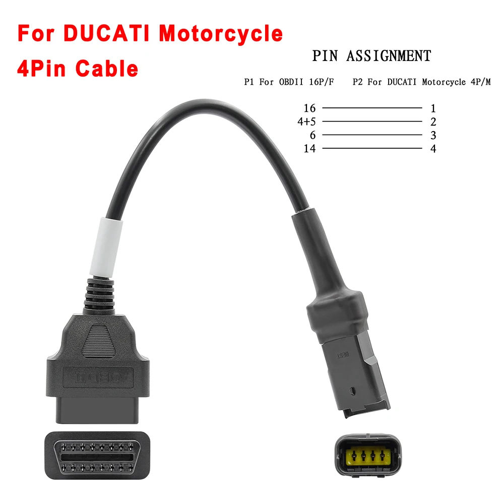 Кабель OBD для мотоцикла Ducati диагностический 4-контактный кабель 16-контактный