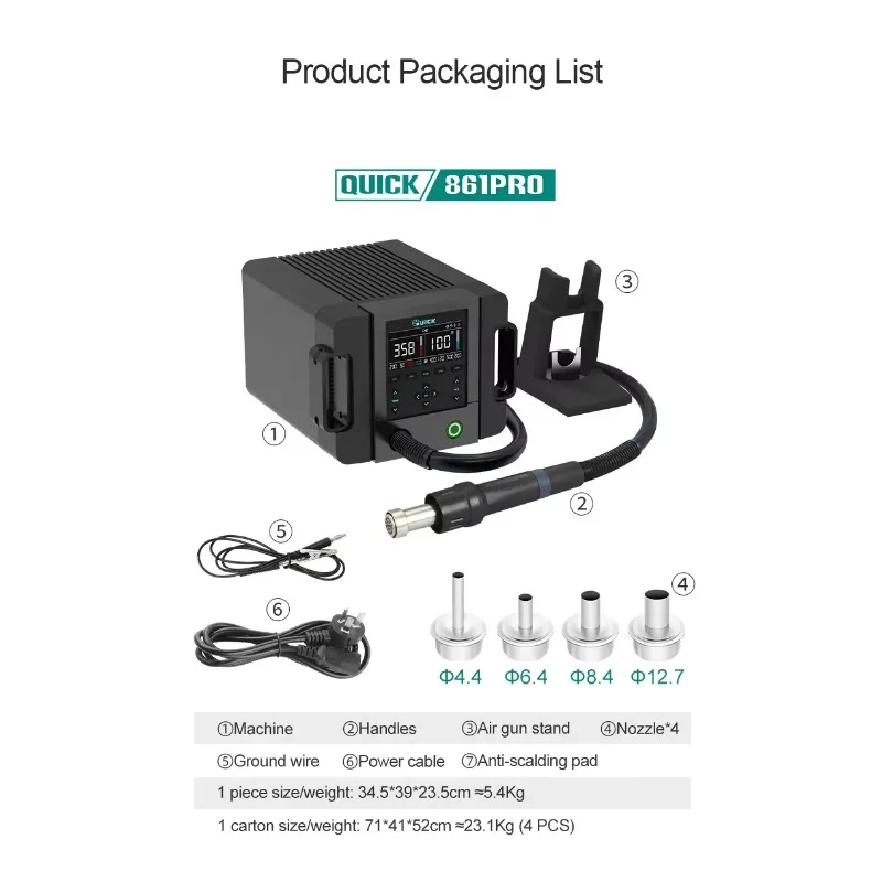 Фото Паяльная станция Ranlraka QUICK 861PRO Smart с горячим воздухом для ремонта материнских плат мобильных телефонов и микросхем (PCBA) №2