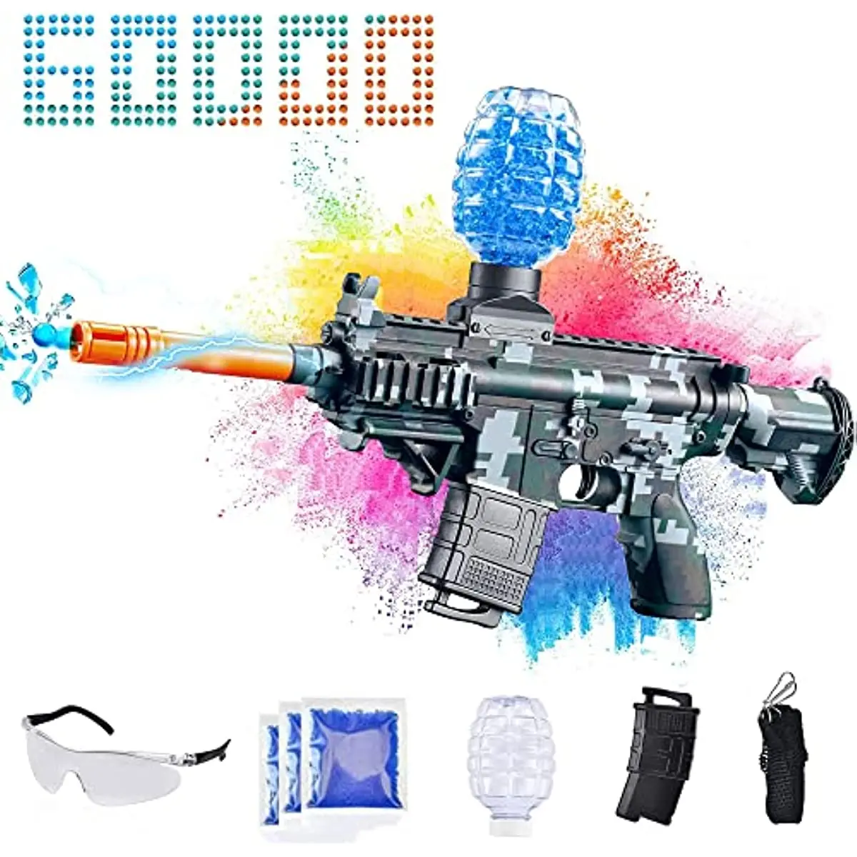 

Electric Gel Ball Blaster with 60000 Water Beads and Toy Automatic Splatter Ball Blaster Goggles Outdoor Activities Team Game