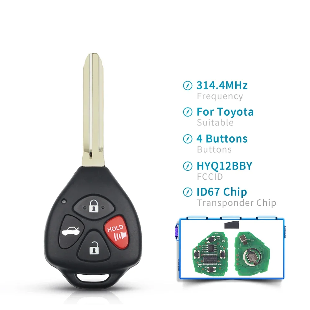 

KEYYOU HyQ12BBY 314,4 МГц ID67 дистанционный Автомобильный ключ для Toyota Camry, Avalon, Corolla Matrix RAV4 Yaris Venza tC/xA/xB/xC 3/4 кнопок
