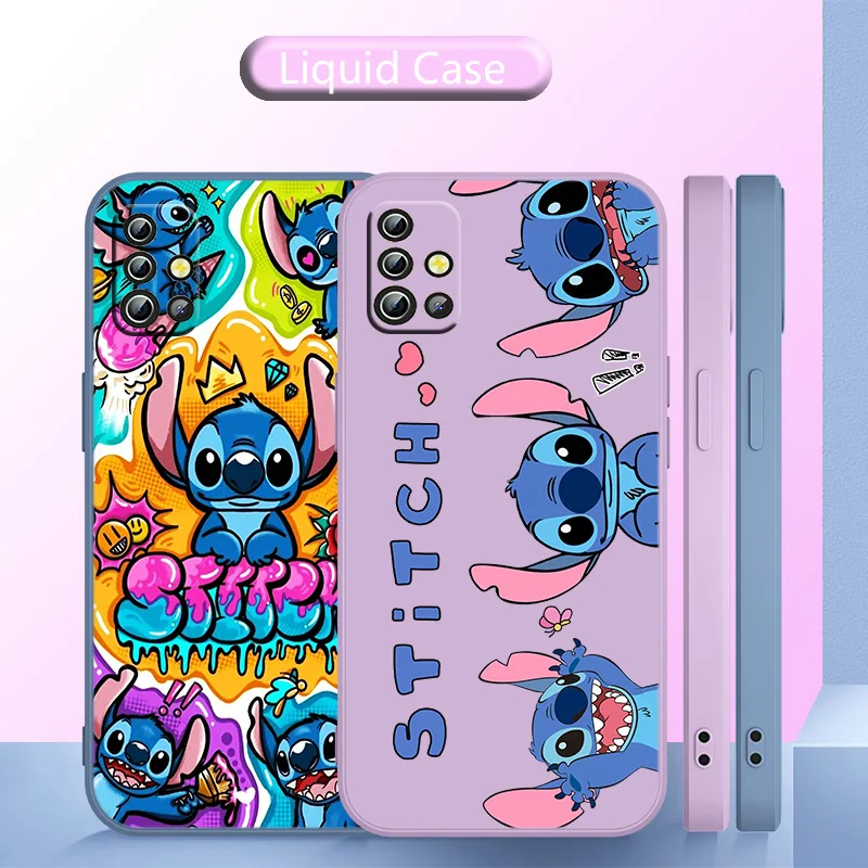 

Disney Stitch Phone Case Liquid Rope For Samsung Galaxy S10 S10e S20 S21 S22 Plus Lite Ultra FE 4G 5G Funda Cover Back Soft Capa