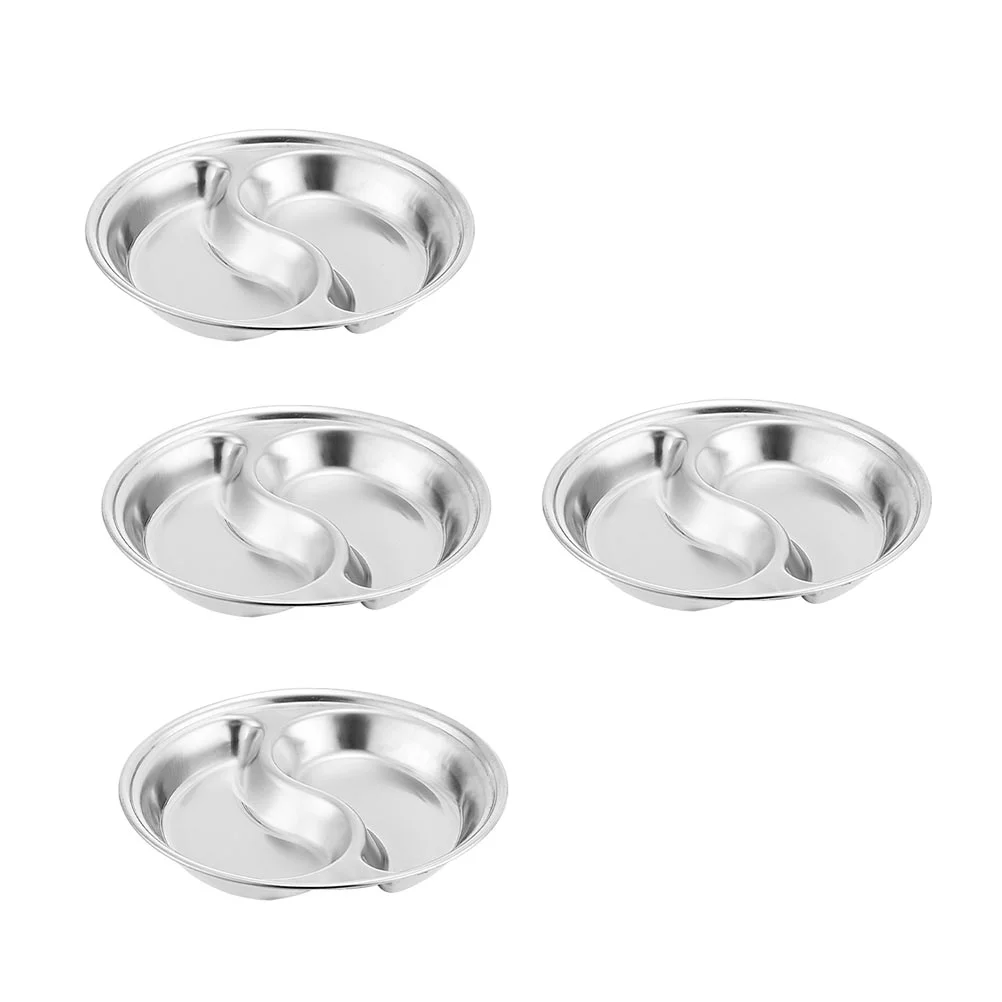 

Sauce Dish Steel Stainless Plate Dishes Dipping Seasoning Soy Serving Bowl Round Bowls Dip Plates Divided Set Tray Dinner Sushi