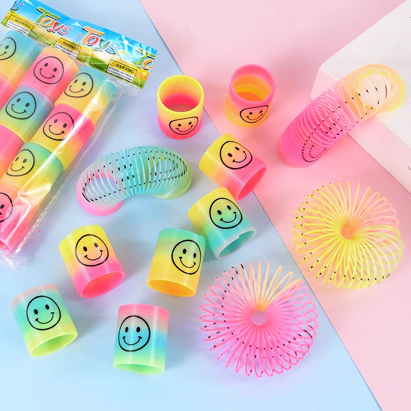 

12Pcs Rainbow Magic Springs Circle Toys for Children Birthday Party Favors Giveaway Gifts Baby Shower Pinata Fillers Christmas