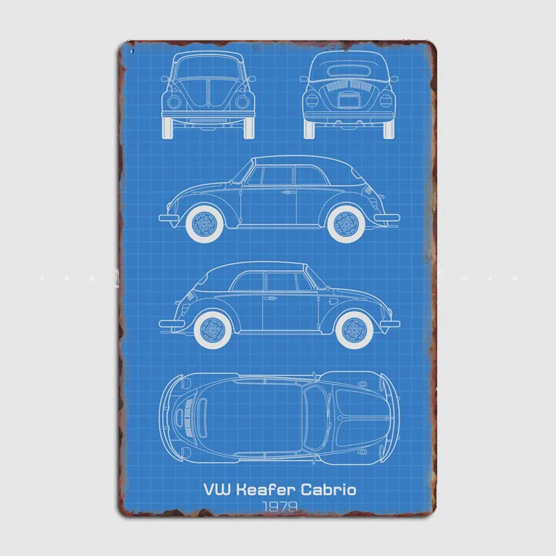 VW Beetle KNOWLEDGE Компактный Ретро Классический Автомобиль Металлический Плакат