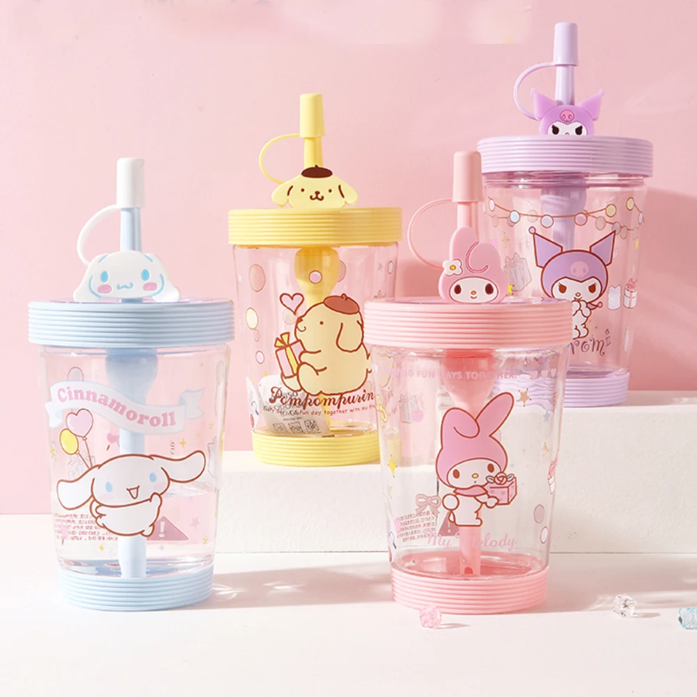

Kawaii Anime Sanrioed Kuromi My Melody Cinnamoroll Portable Cup Straw Cup Cartoon Cute Girl Heart Water Cup Kids Travel Gift