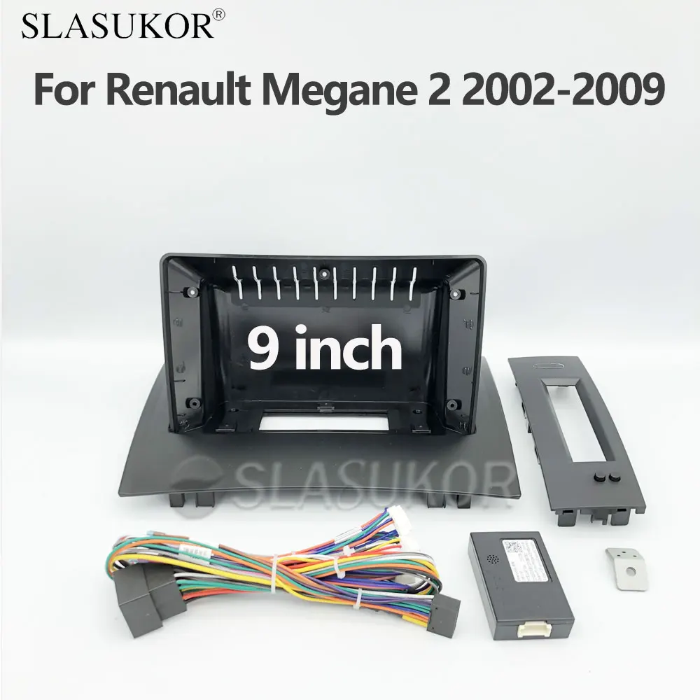 

9 Inch For Renault Megane 2 2002-2009 Car Fascia Wires Board Control CANBUS Work Stereo Panel Dash Installation DVD Frame 2din