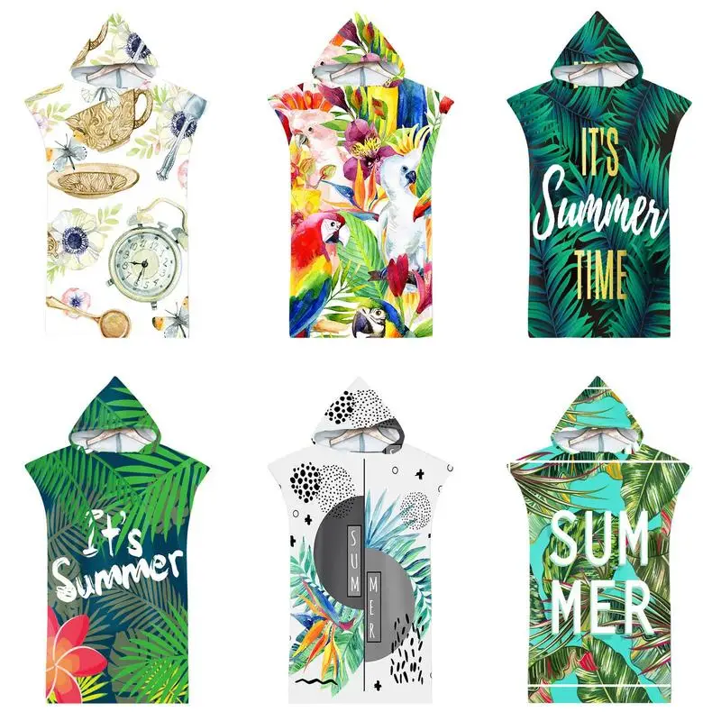 

Пляжное полотенце, Быстросохнущий гидрокостюм для дайвинга, сменный халат, пончо, полотенце с капюшоном, впитывающий пот, купальный халат из микрофибры