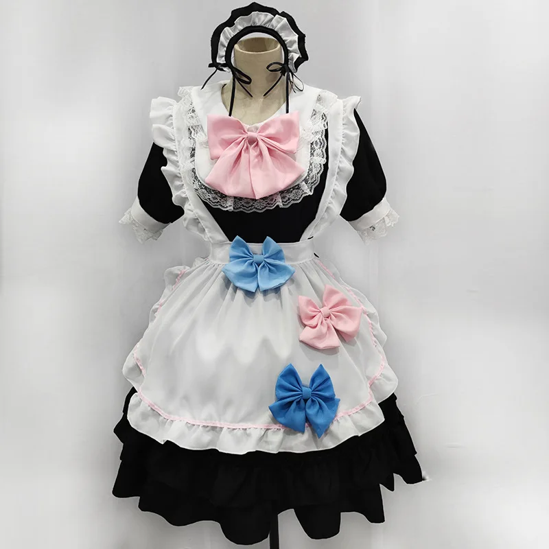 

Mandylandy Japanese Madi Dress Cute Black White Maid Uniform Dress Cos Maid Outfits Suit Lolita Anime Suit Kawaii Waitress Dress