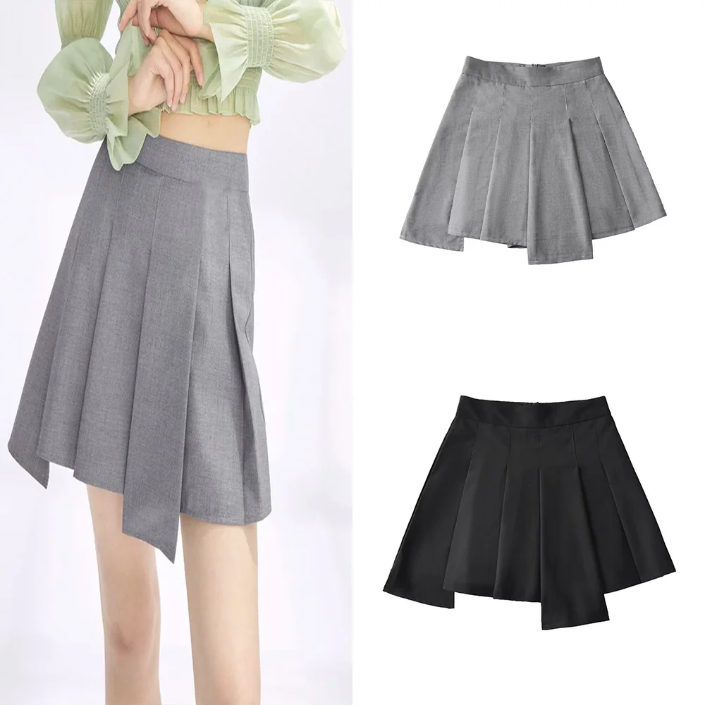 

PB&ZA spring and summer new women's temperament and fashion high waist slim fit and hundred irregular skirt trousers