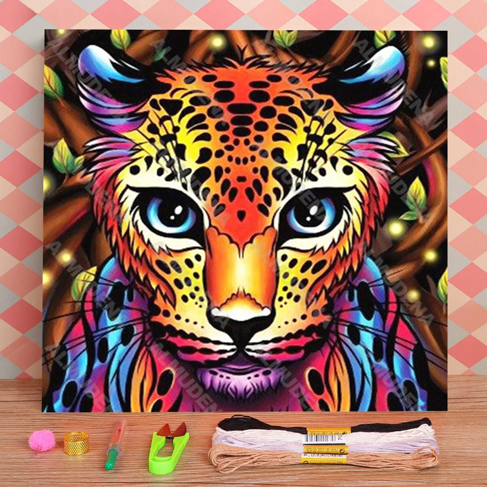 

Набор для вышивки крестиком 11CT с принтом Пантеры и черного леопарда