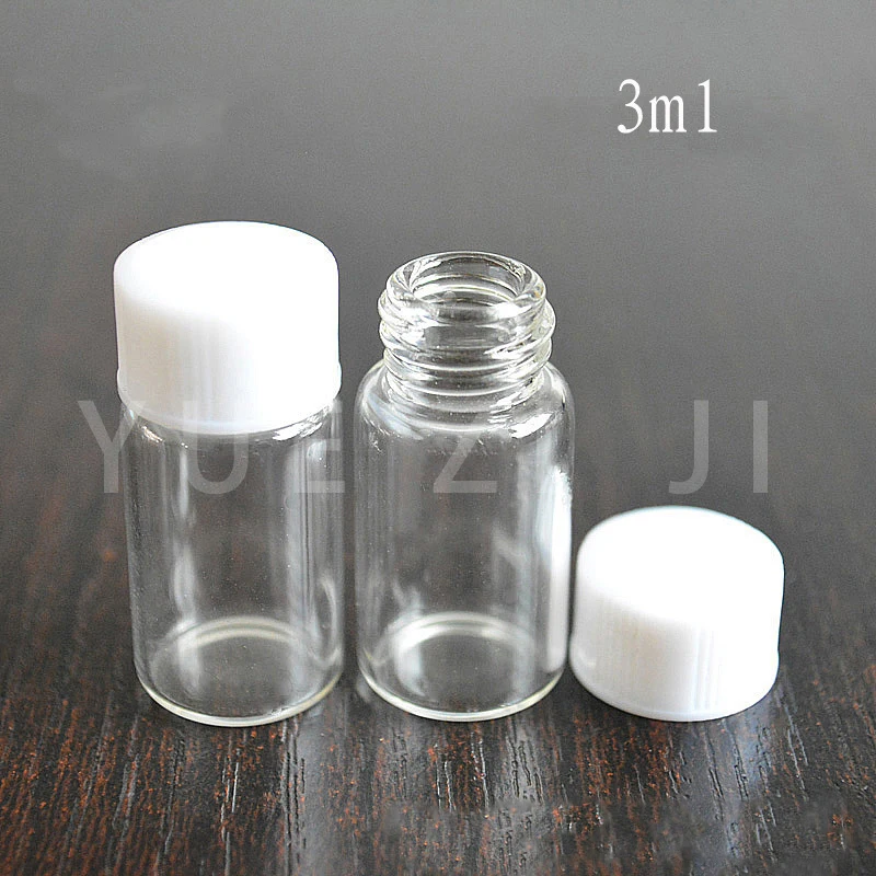 

10 шт. портативный мини-винт с белой крышкой, прозрачный стеклянный зеркальный порошок может быть заполнен в контейнере 2 мл, 3 мл, 5 мл