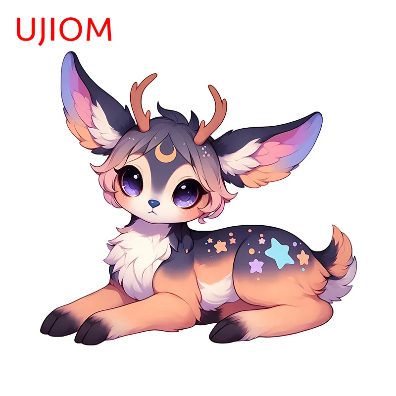 UJIOM 13cm × 12.1cm Cute Baby Deer Wall Stickers Popular Kids Room Wallpapers Decals Eye-catching Living Decoration