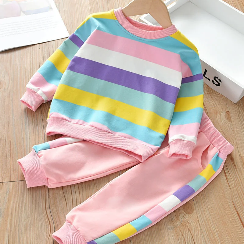 Girls Suit Sweatshirts +Pants Cotton 2Pcs/Sets 2022 Sweet Spring Autumn Thicken Home School Sport Kid Baby Children Clothing Set