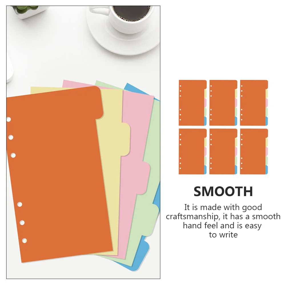 

30 Pcs Color Dividers A5 Index Label Pocketbook School Stationery 6-hole Paper Replacement Core Papers Tab