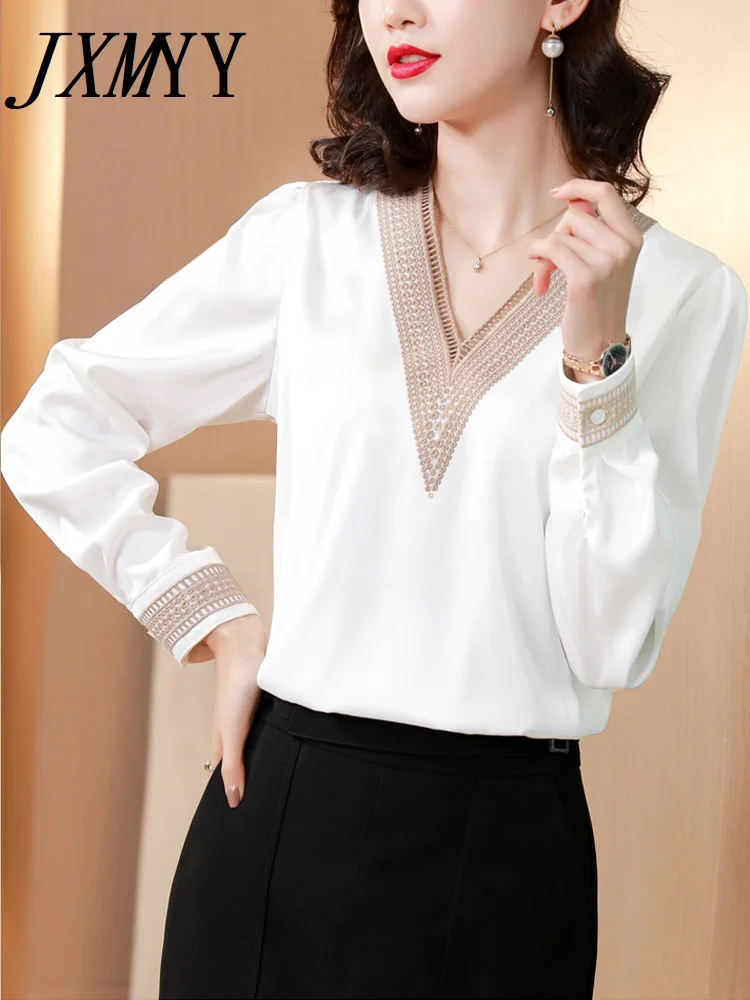 JXMYY блузка с V-образным вырезом Женская на раннюю весну 2022 новый стиль в