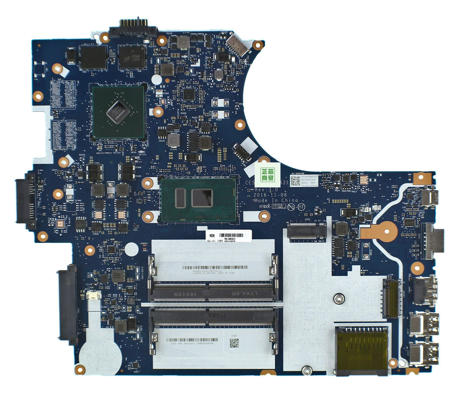 

FOR Lenovo ThinkPad E570 Motherboard CE570 NM-A831 i7-7500U GeForce 950MX 2GB